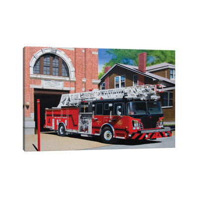Stl Fire Truck - Wall Art Print - Wrapped Canvas