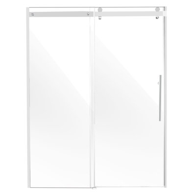 Frameless Sliding Shower Door, 58-59" W x 75" H, SGCC Tempered Glass, Chrome, Frameless Design