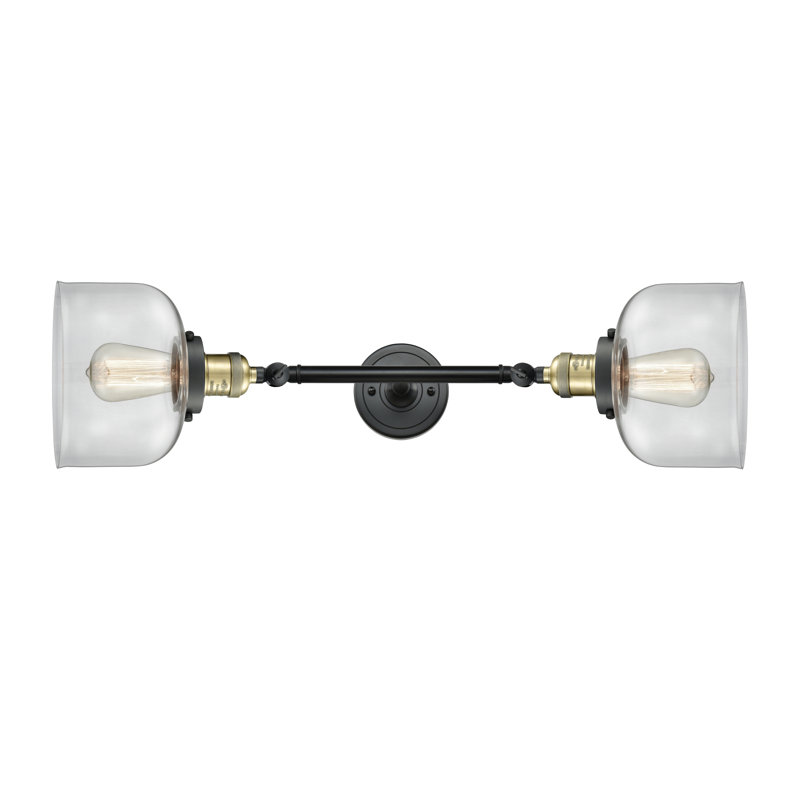Bell - Luminaire de meuble-lavabo 19 po 2 lumières, Clair, Ampoule à DEL rétro de 6 watts, Laiton antique noir