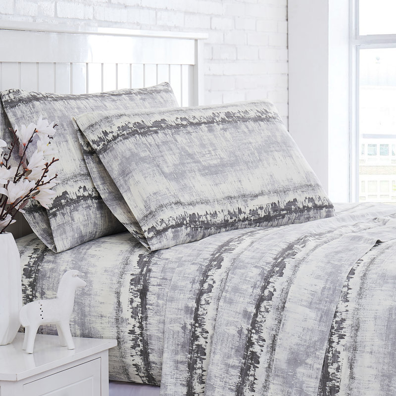 Abstraction 300 Thread Count Abstract 100% Cotton Sheet Set by Southshore Fine Linens, Gray