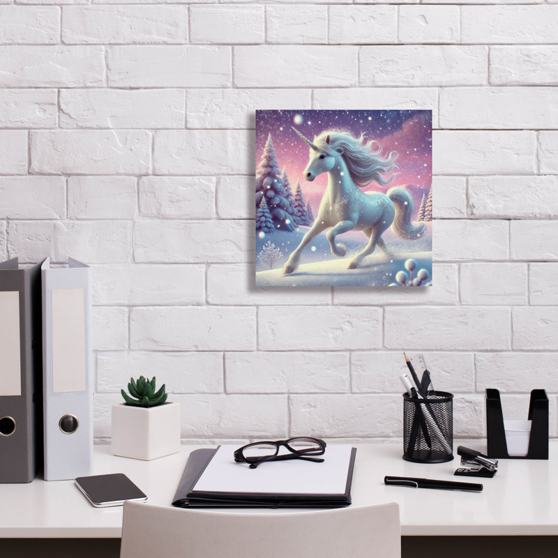  «Unicorn Running» par Rey Klimt, art mural sur toile, H 12 po x l 12 po x P 0,75 po
