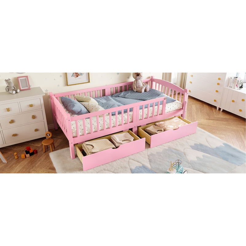Lit plateforme simple rose TG, Pink