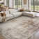 Distressed Modern Abstract Machine Washable Area Rug in Earth Tone Brown for Living Room or Bedroom