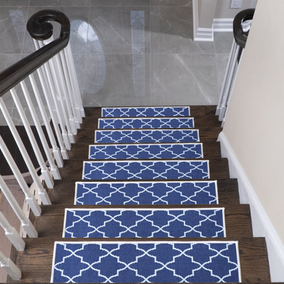 Sussexhome Lattice Design Non -Slip Indoor 9" x 28" Stair Tread - 70 % Cotton