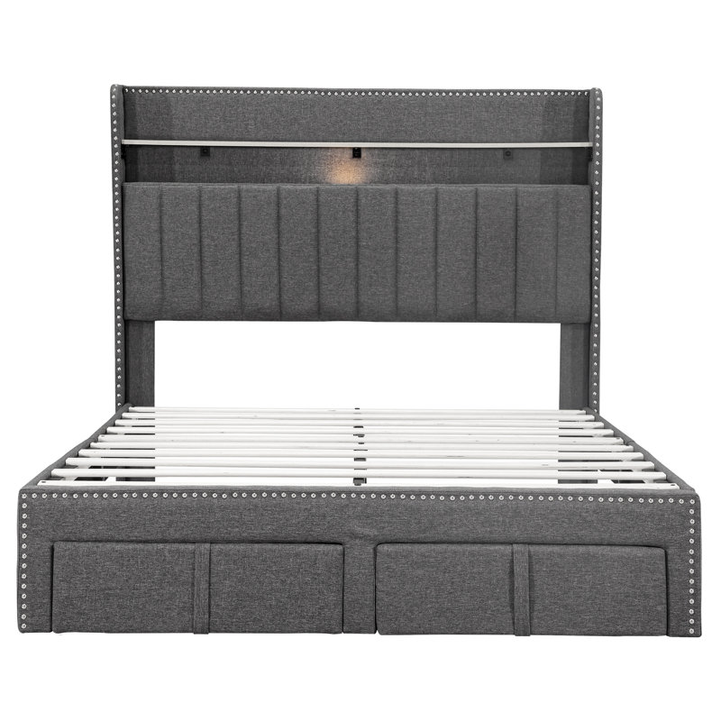 Darlita Upholstered Storage Bed, Grey