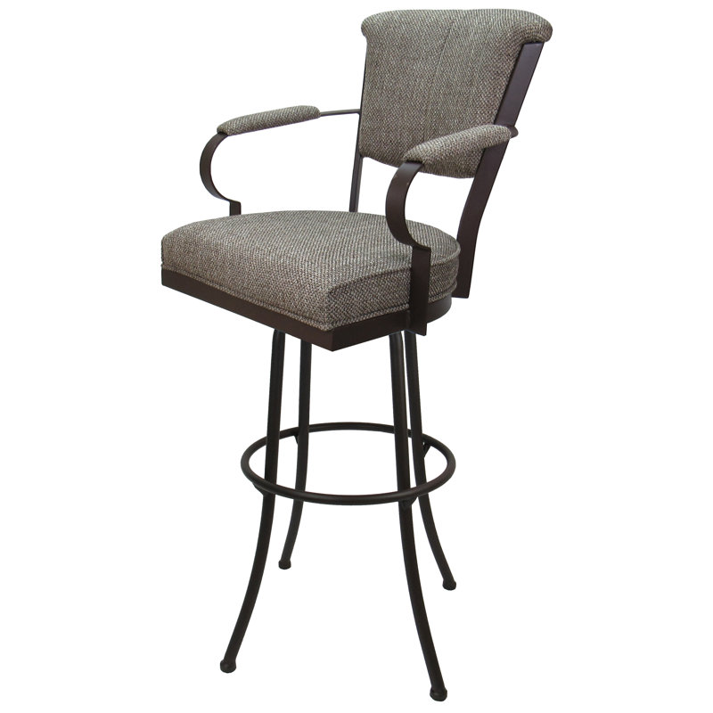 Très grand tabouret en métal de 34 po Ivette Miami - base Noam, Gris clair