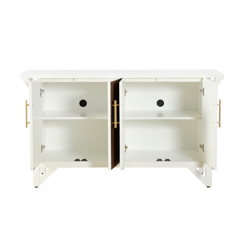 Norman Wyatt Home - Armoire à chevrons en bois 4 portes - Blanc