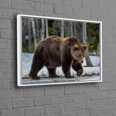 Grand grand imprimé d'ours brun sur toile de coton, idéal pour une décoration artistique ou un cadeau de mariage unique