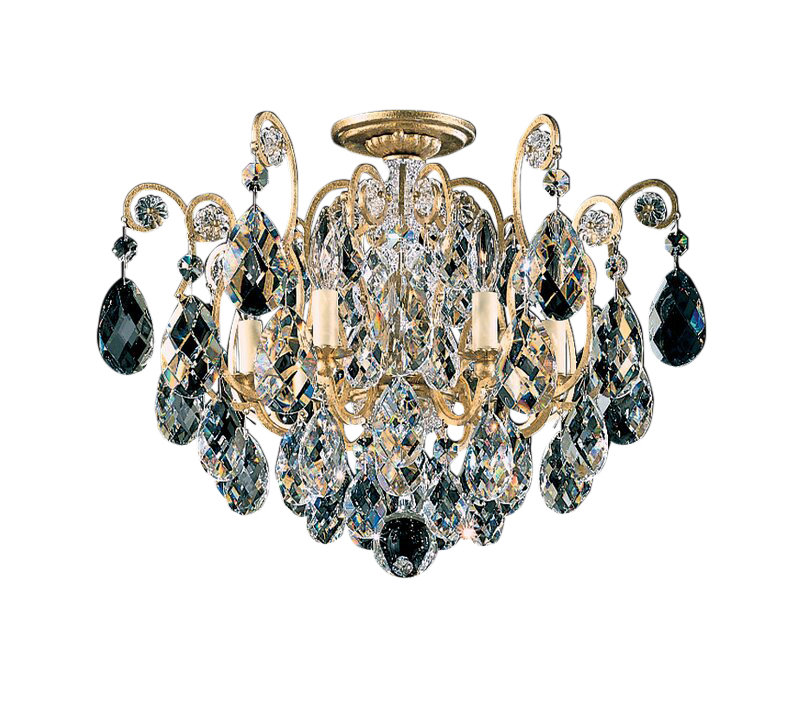 Renaissance Semi Flush Mount, French Gold, Handcut Clear