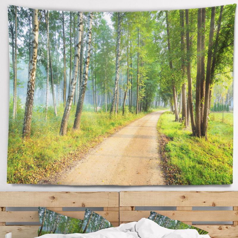 Tapisserie de forêt en polyester avec accessoires suspendus à la fois vert matin et inclus, H 32 po x l 39 po