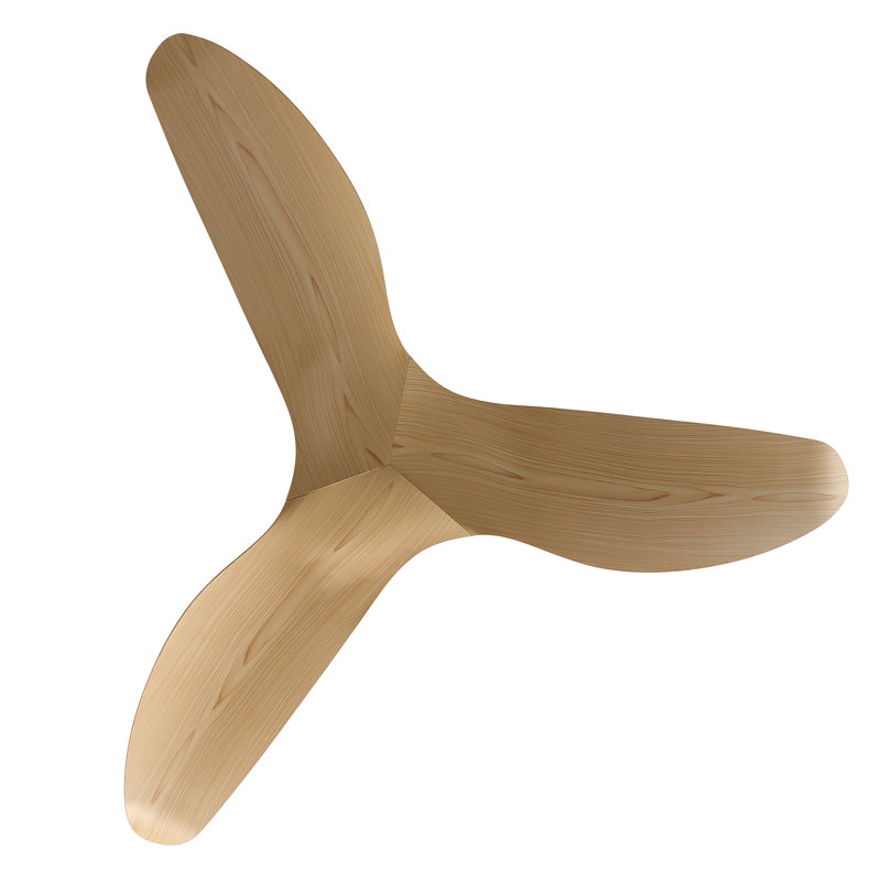 132cm 3-blade Modern Ceiling Fan With Remote Control, Natural Wood