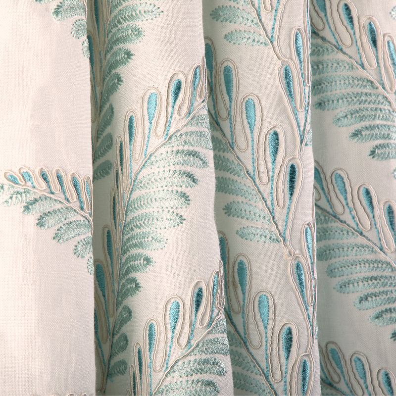 La Menagerie Fougere Emb Fabric, Aqua