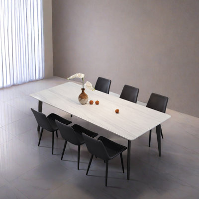 Modern Simple Rock Plate Dining Table Sets 6 - Person Four Leg Dining Set