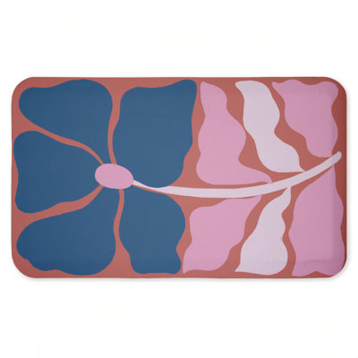 Midcentury Flower Symmetry Printed Anti-Fatigue Floor Mat, design by Aralma, 30"x18"