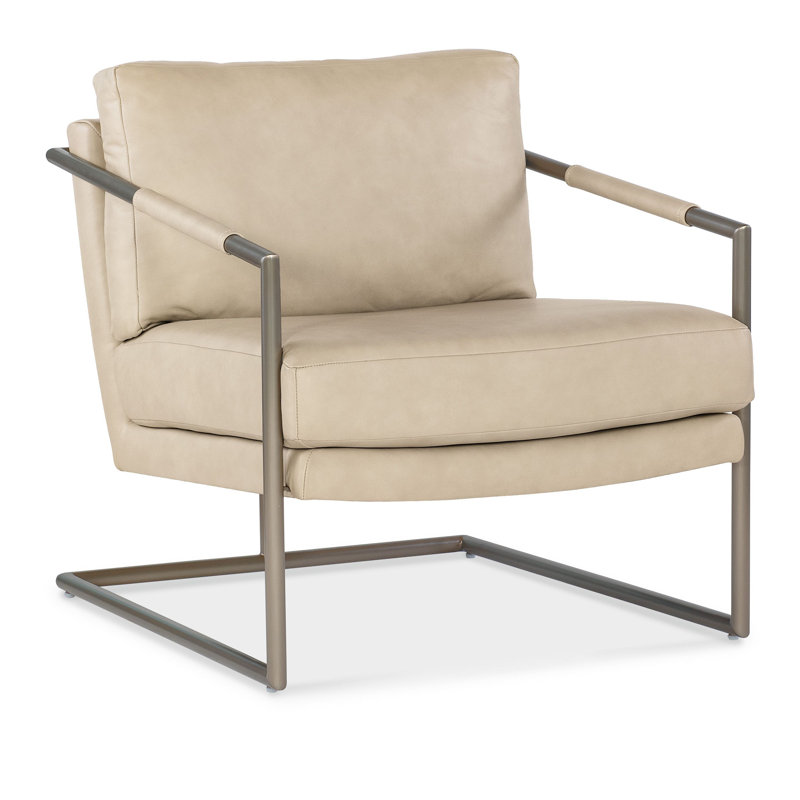 Moody Metal Frame Leather Chair - Stonewash