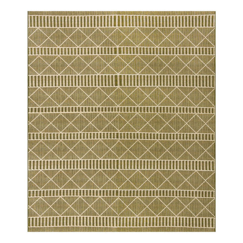 Tapis intérieur / extérieur rayé vert Arthur-James, Rectangle 10 pi x 12 pi