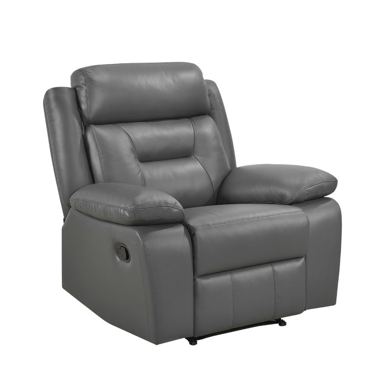 Conia Manual Reclining Chair, Top Grain Leather Cushions, Dark Gray