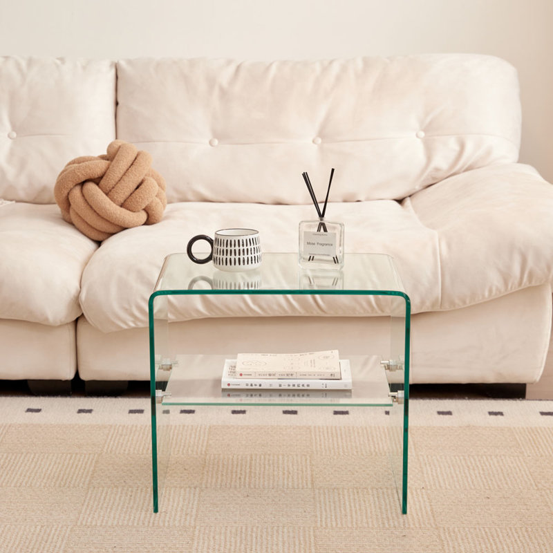 Table d'appoint et de bout en verre transparent avec verre trempé: petite table élégante pour le salon ou la chambre à coucher