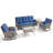 Outdoor Courtyard Wicker Sofa Conversation Set With Rocking Chairs-744245562-756647950
