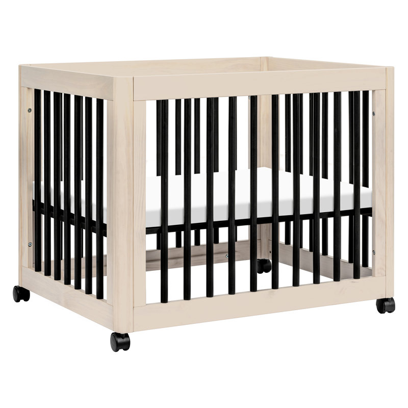 Yuzu 8-In-1 Convertible Crib With All-Stages Conversion Kits, Washed Natural/Black