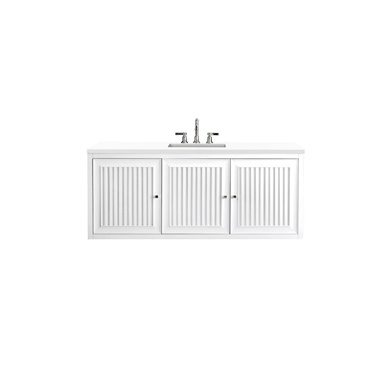 Athens 60'' Single Bathroom Vanity with Top, Glossy White, White Zeus, Single-Hole