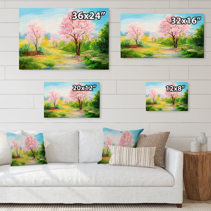 River in Spring Forest - reproduction d'art sur toile, H 12 po x l 20 po x P 1 po, Toile tendue
