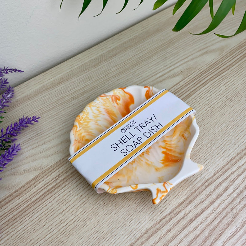 Shell Trinket Tray/ Soap Dish, Orange