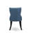 5 Piece Dining Table Set for 4 Includes a Round Kitchen Table with Pedestal and 4 Blue Linen Fabric Parsons Dining Chairs, Black-132883350-132883353