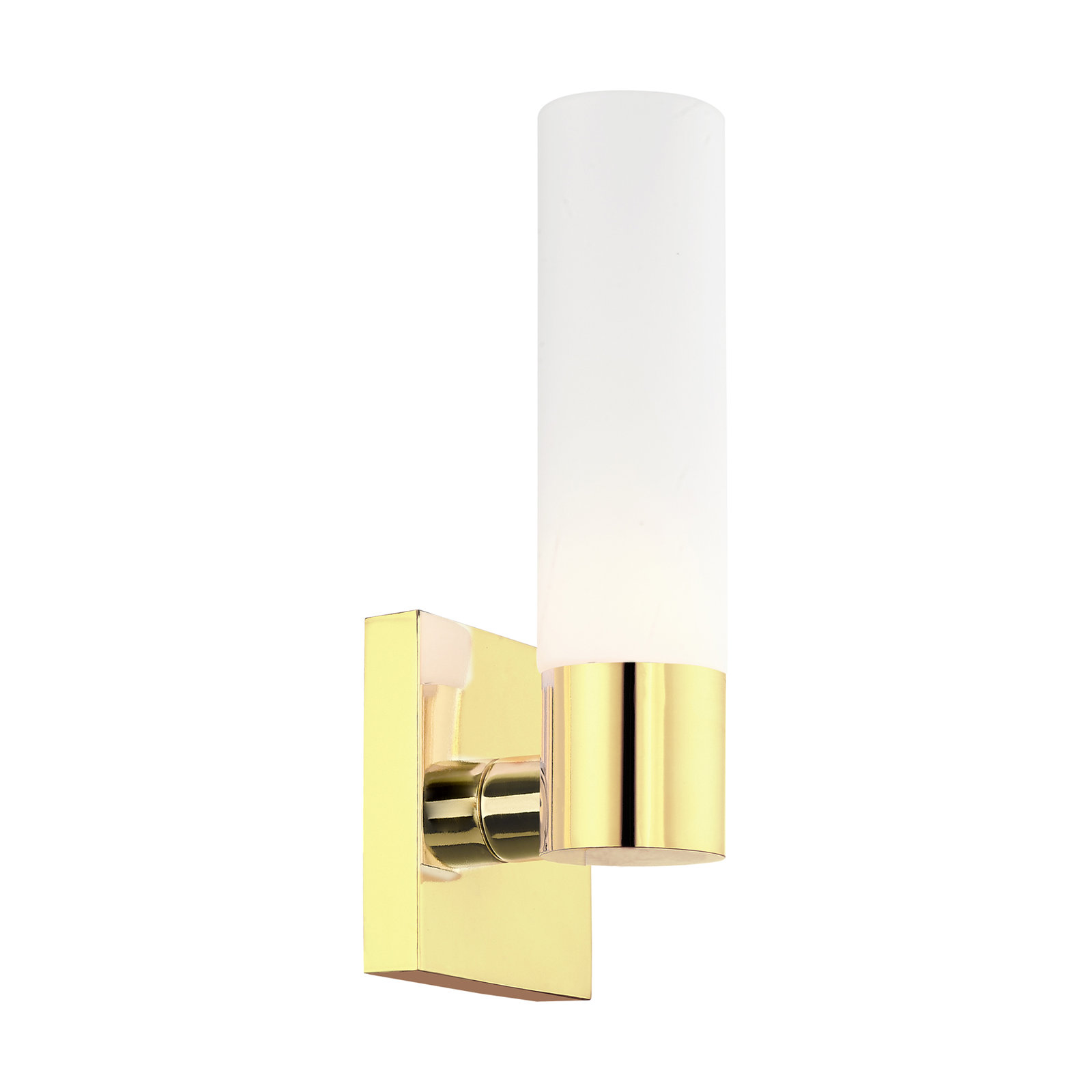 Fulton Single Light Glass Dimmable Armed Sconce, Polished Brass
