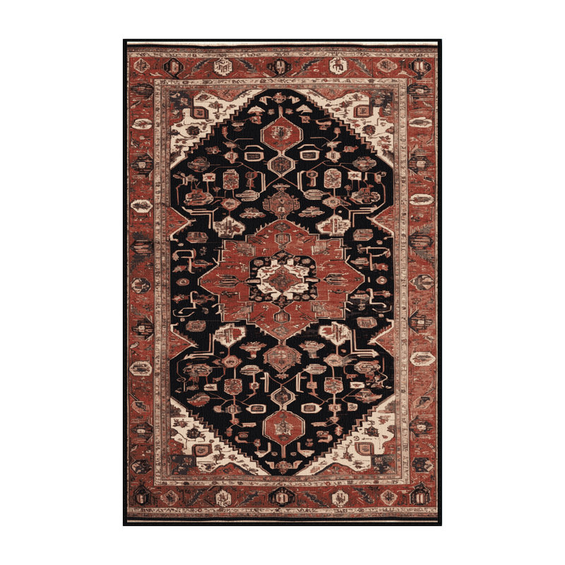 Machine Washable Persian Brown Area Rug, Rectangle 2' x 3'
