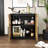 Fluted Buffet Sideboard Cabinet Small Blcak Coffee Bar Credenza Modern Buffet Table Arched Modular Storage Cabinet Console Furniture for Dining Room Living Room Pantry Hallway Caramel