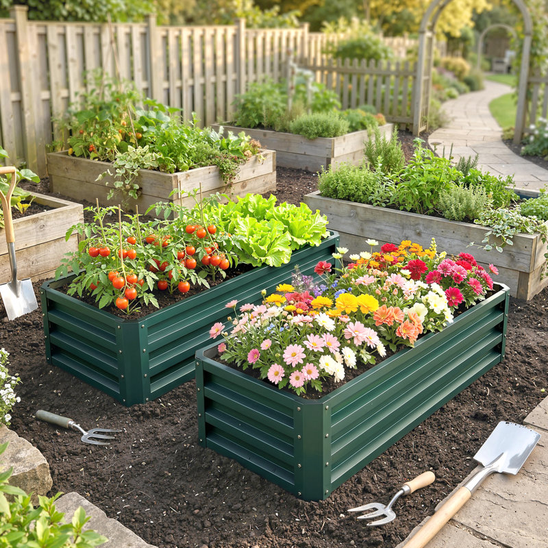 Planter, 30cm H x 110cm W x 50cm D, Green, Set of 2