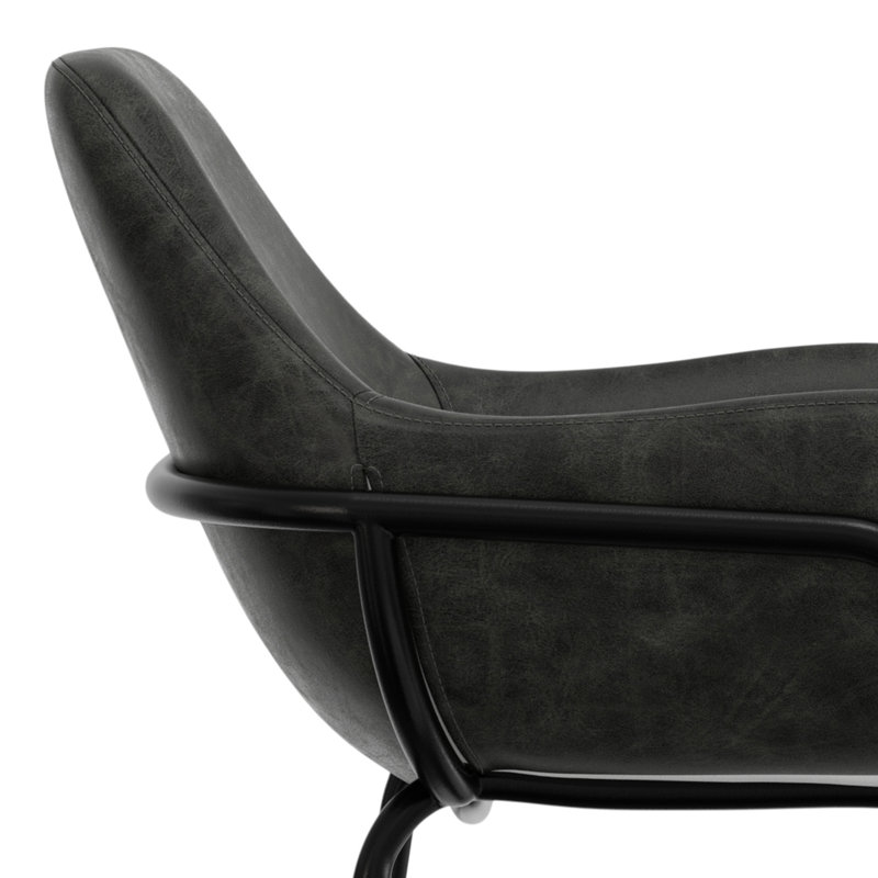 Mira Distressed Slate Grey Faux Leather Bar Stool with Metal Frame