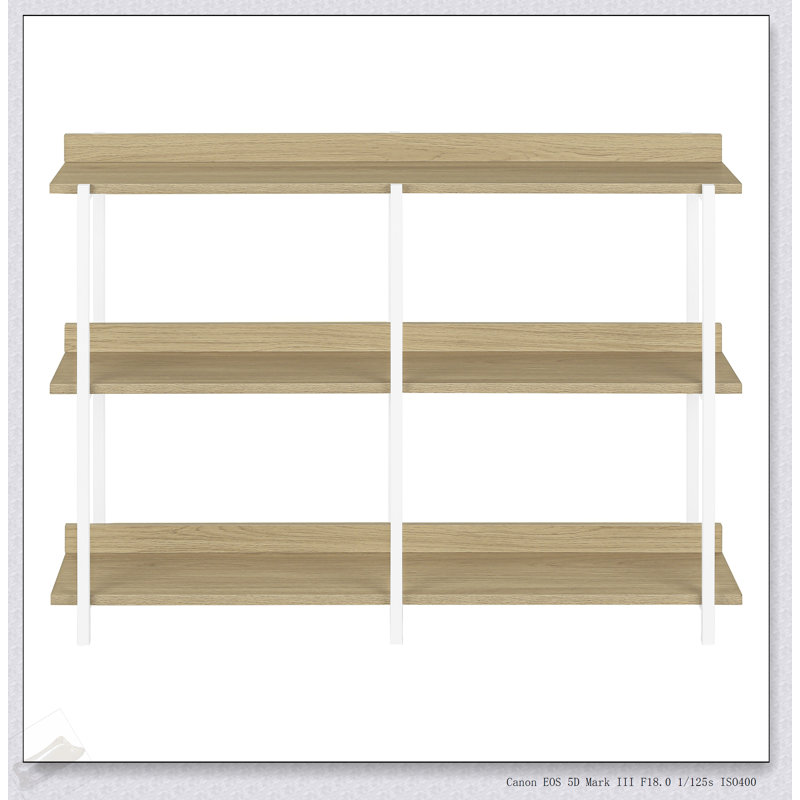 Console étroite moderne avec base en métal durable et plateau en stratifié naturel pour le vestibule ou le canapé, Naturel