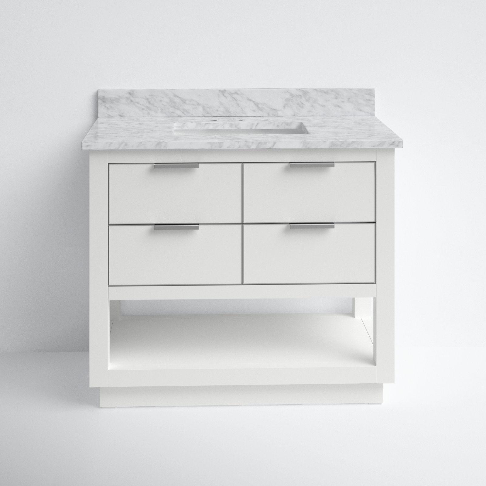 Allie 42" Single Bathroom Vanity Set, Carrera White Marble/Gold, White, 36"W