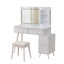 Meuble-lavabo moderne avec lumières DEL et miroir, ensemble de coiffeuse 4 tiroirs avec tabouret, luminosité réglable en 3 couleurs, peu encombrant pour la chambre à coucher, blanc