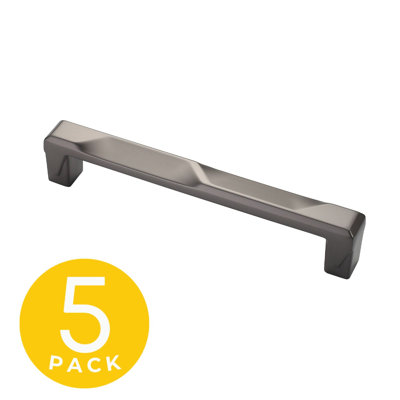 Poignée d'armoire de 5 po (128 mm) gris mat moderne Geiger Series (5 pièces)