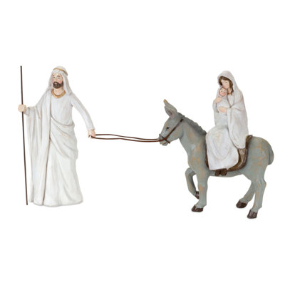 Résine sainte famille avec âne