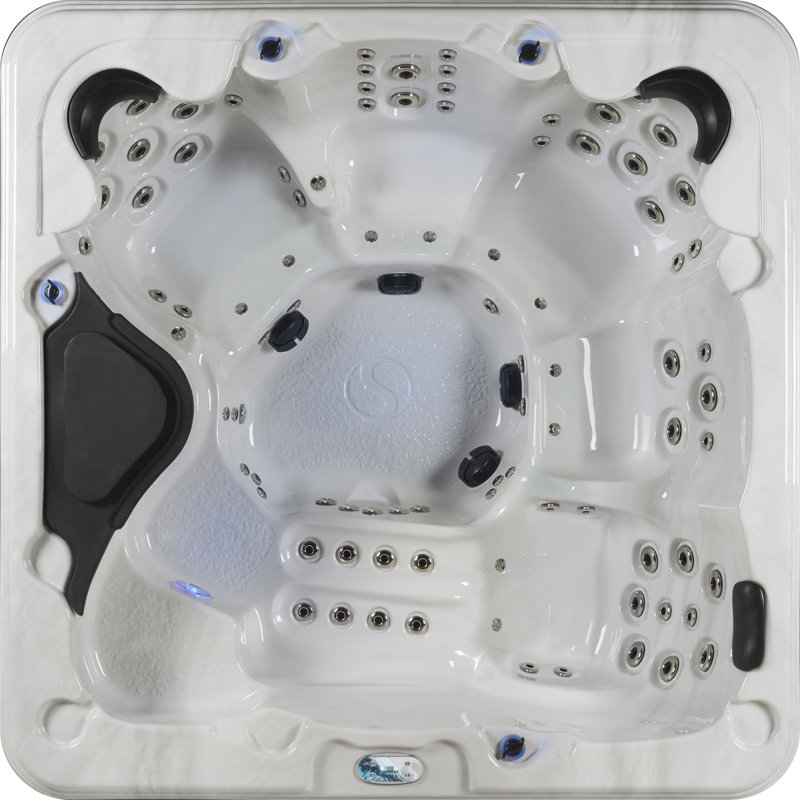 6-Person Grey Acrylic Lounger Hot Tub with 100 Jets