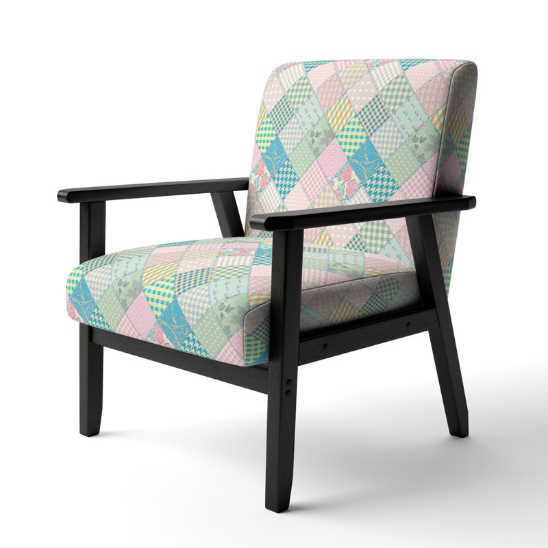 Multicolor Quilting Patchwork - Upholstered Patterned Accent Arm Chair
