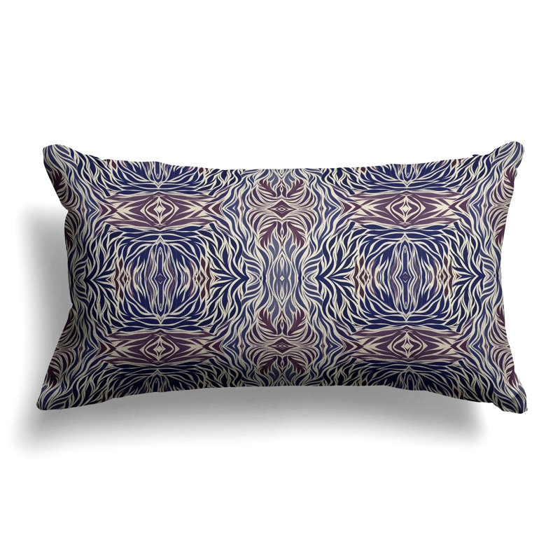 Leafy Whirl  Rectangular Throw Pillow, Blue/Purple