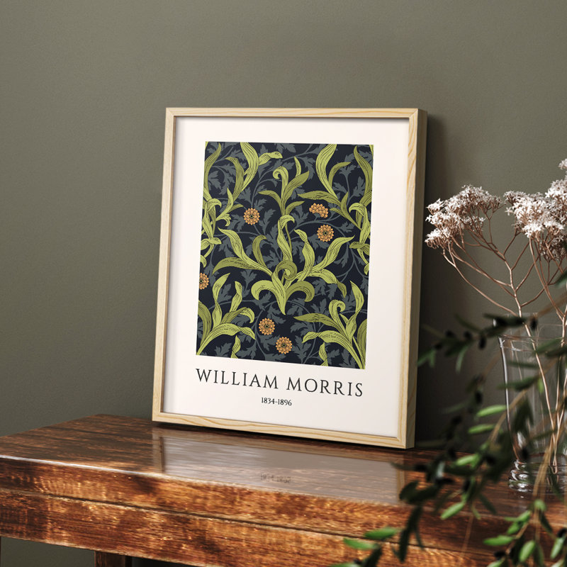 William Morris, reproduction d'art encadrée CL, H 14 po x l 11 po, Noir