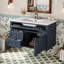 Meuble-lavabo mural 36 po, armoire de rangement flottante avec 2 tiroirs, 1 tiroir basculant, lavabo simple en céramique à 3 trous, armoire moderne.-954731877-954731878