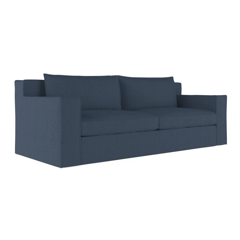 Causeuse Mulberry, H 33 po x l 72 po x p 45 po, Lin à tissage carré jacinthe, Patiné