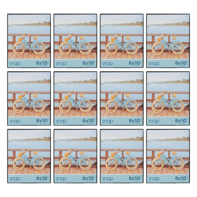 Black Front Loading Narrow Wall Picture Frame - 12 Photo Frames, 8" x 10"