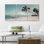 Plage tropicale avec palmiers, paysage côtier serein, photographie, réalisme, décor panoramique
