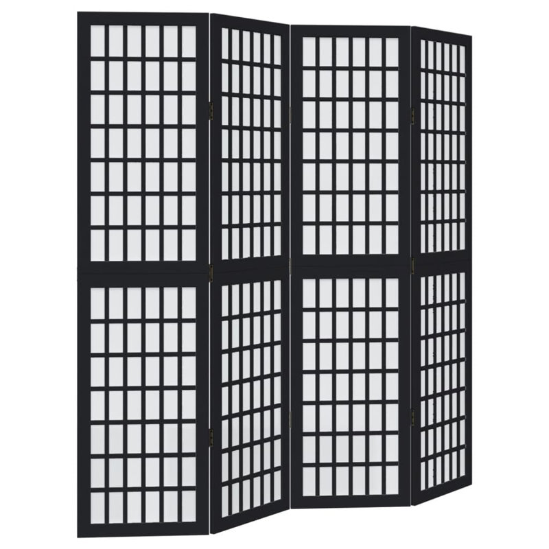 Folding Room Divider, 180cm H x 145cm W x 1.6cm D, Black