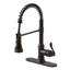 Robinet de cuisine VIBRANTBATH, bronze huilé, robinet d'évier de cuisine à poignée simple minimaliste 3 fonctions avec plaque de pont-2086345192