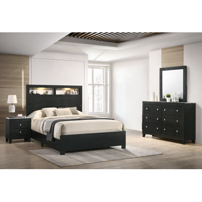 Dedden Black LED Panel Bedroom Set Special 4 Bed Dresser Mirror Nightstand -  Red Barrel StudioÂ®, 0F070C434C7C4669A7CD0775E4D362C8