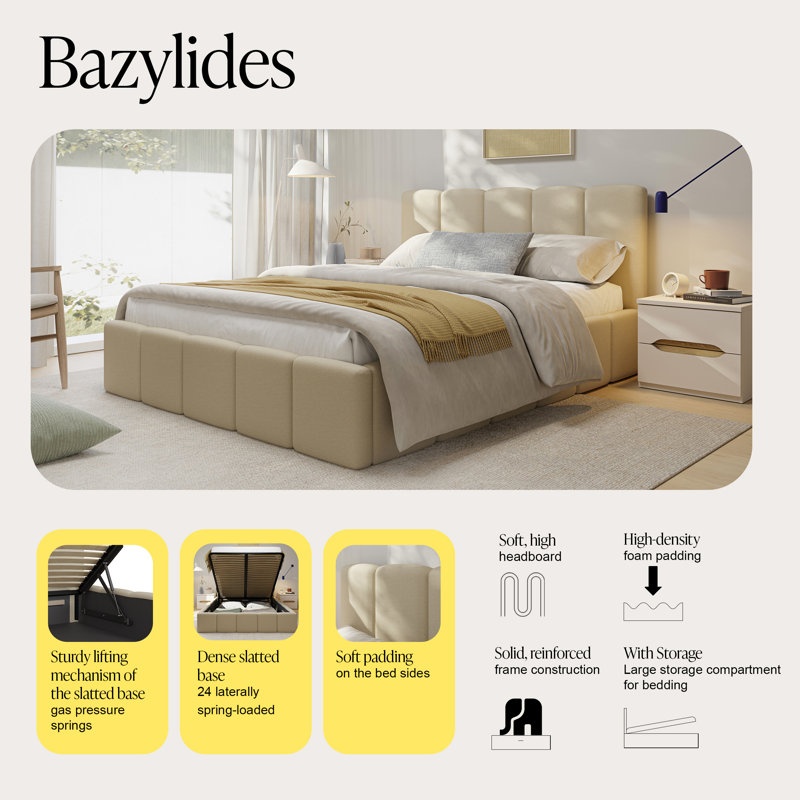 Taniaya Upholstered Bed, Beige, Kingsize (5')